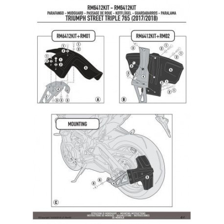 Крепление Kappa для хаггеров Kappa KRM01 и KRM02 на Triumph Street Triple 765 17-19 RM6412KITK